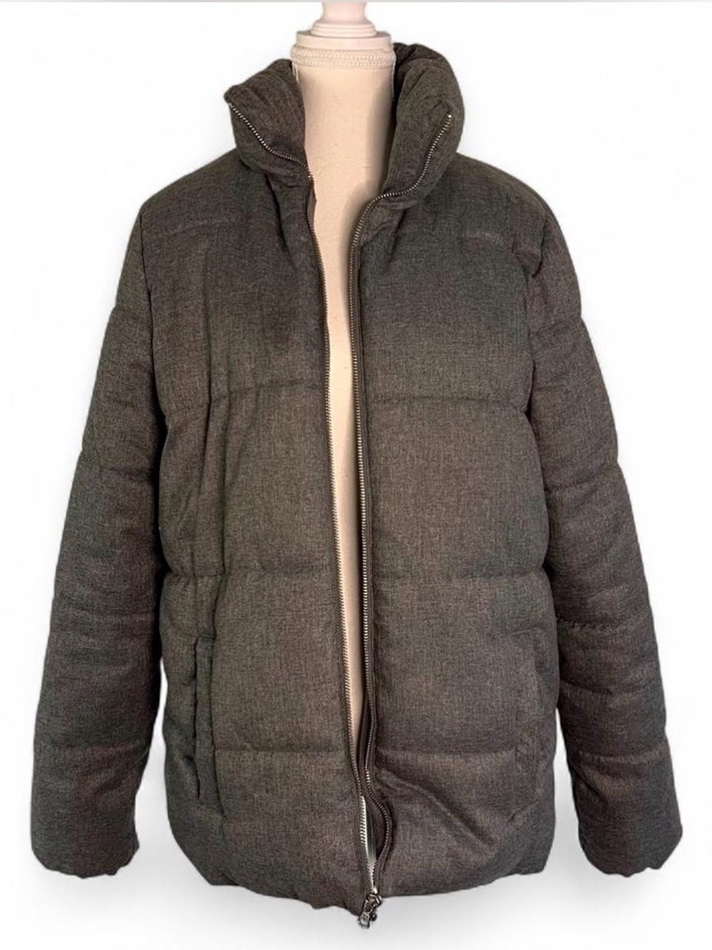 Old Navy Women's Soft Puffer Coat Fleece Lined Heather Gray Medium